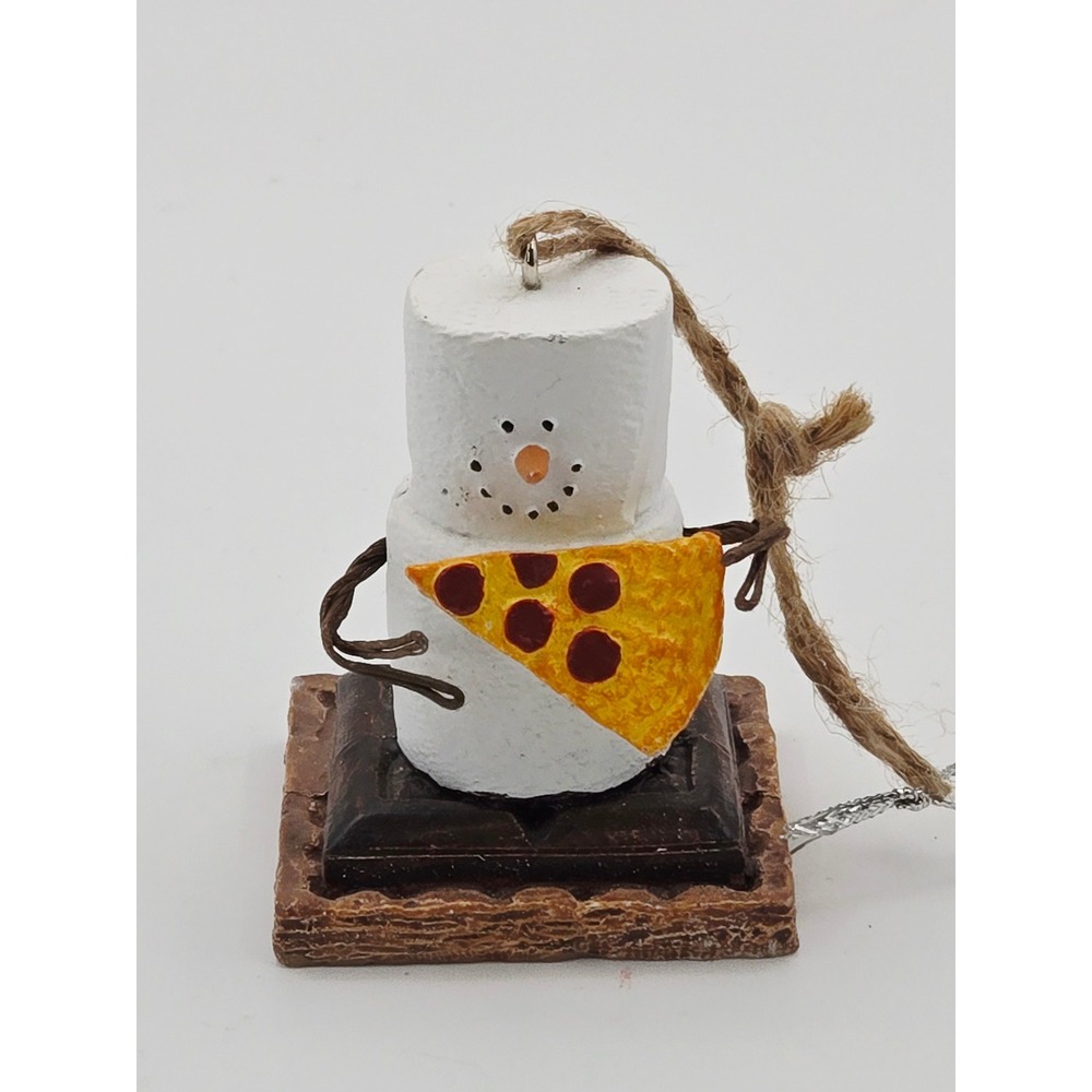 The Original S'mores Snowman Pizza Ornament Ganz 2022 Resin Marshmallow Figure